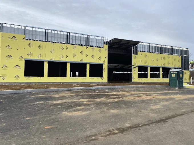 Commercial building with glass-mat exterior sheathing installed, Berks County PA