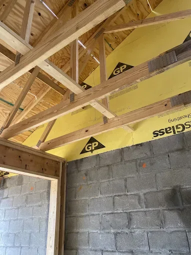 Plywood and DensGlass sheathing on framed walls